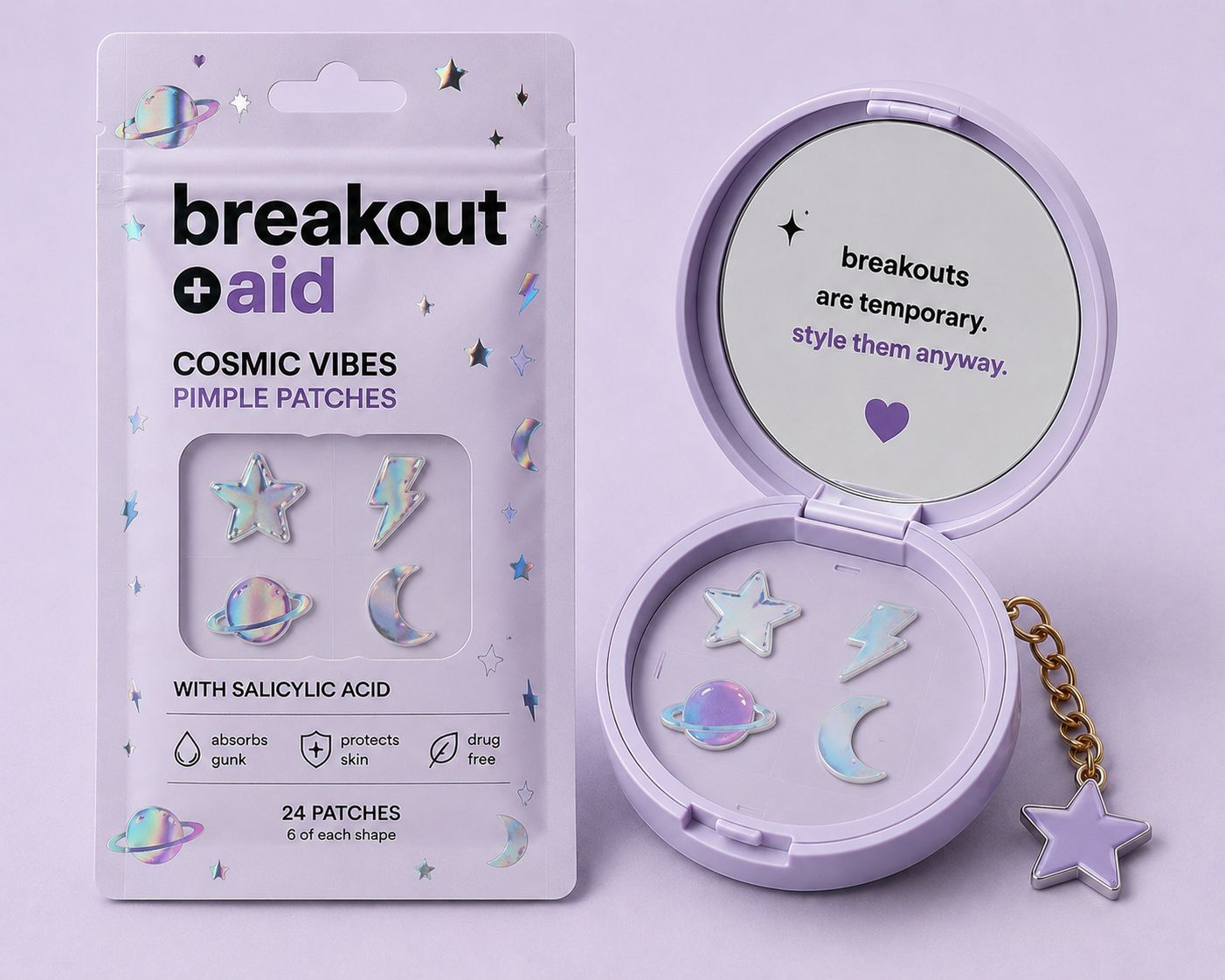 Cosmic Vibes Patches mockup by Breakout + Aid