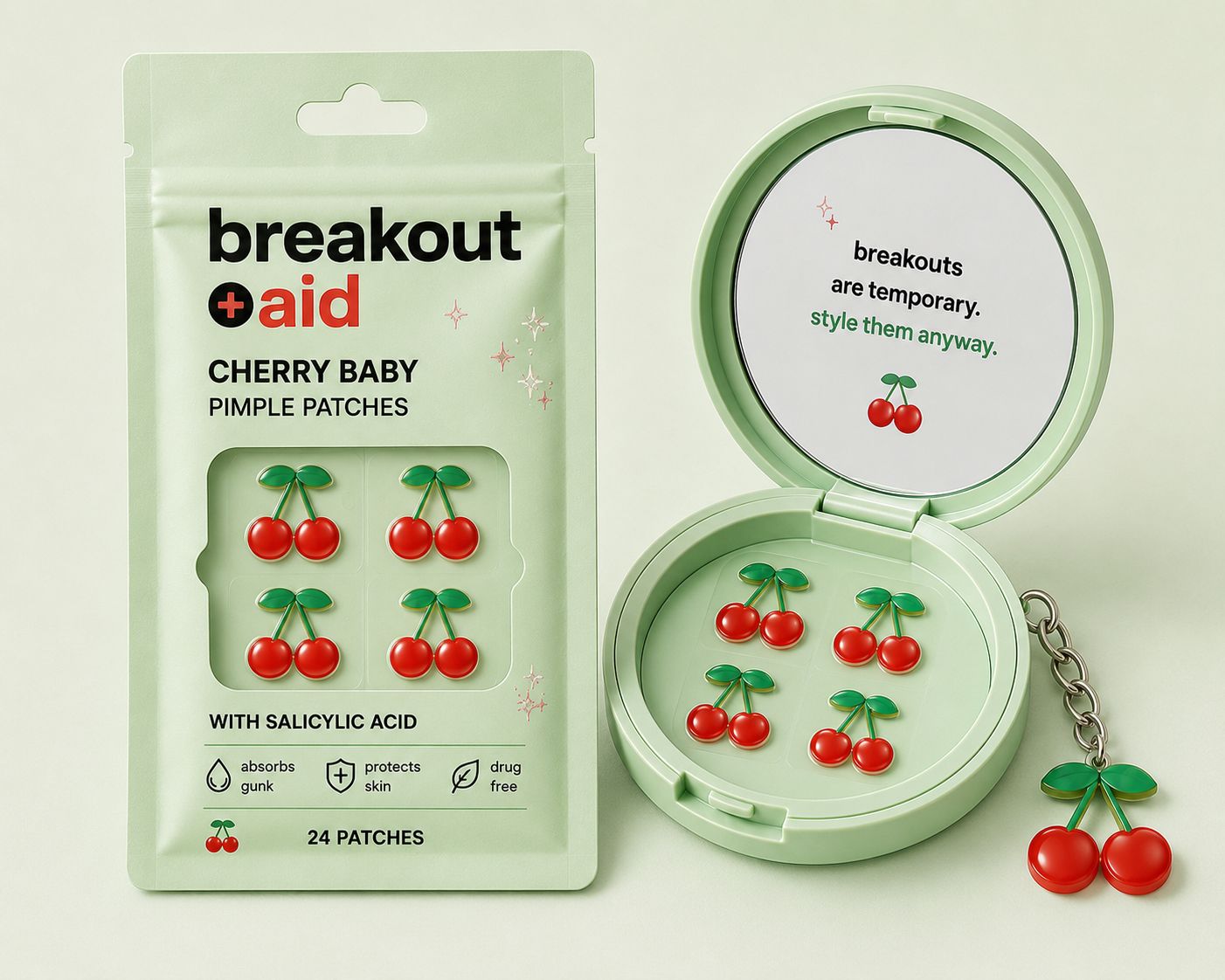 Cherry Baby Patches mockup by Breakout + Aid